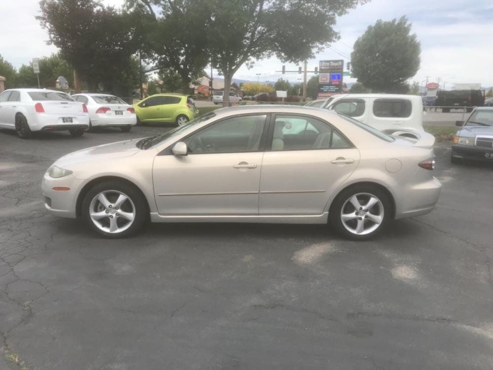 2008 Sandstone /Tan Mazda MAZDA6 i Sports Sedan (1YVHP80CX85) with an 2.3L L4 DOHC 16V engine, AT transmission, located at 813 E Fairview Ave, Meridian , ID, 83642, (208) 336-8230, 43.618851, -116.384010 - Check out this great little car. This is the best little car for a kid or a cheap commuter. The low miles makes this a sweet little import. - Photo #0