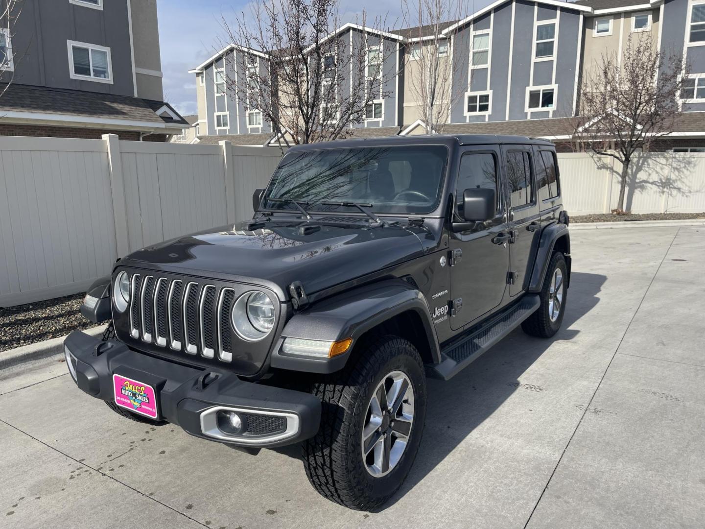 2019 Silver /Black Jeep Wrangler Unlimited Sahara (1C4HJXEN0KW) with an 2.0L L4 DOHC 16V TURBO engine, 6A transmission, located at 813 E Fairview Ave, Meridian , ID, 83642, (208) 336-8230, 43.618851, -116.384010 - 2019 Jeep Wrangler Sahara loaded with leather matching hard top, heated seats, heated steering wheel, NAV, Big 8.4 inch screen, Brand new tires. If you want a Jeep this is an excellent choice come by and take a test drive. - Photo#1