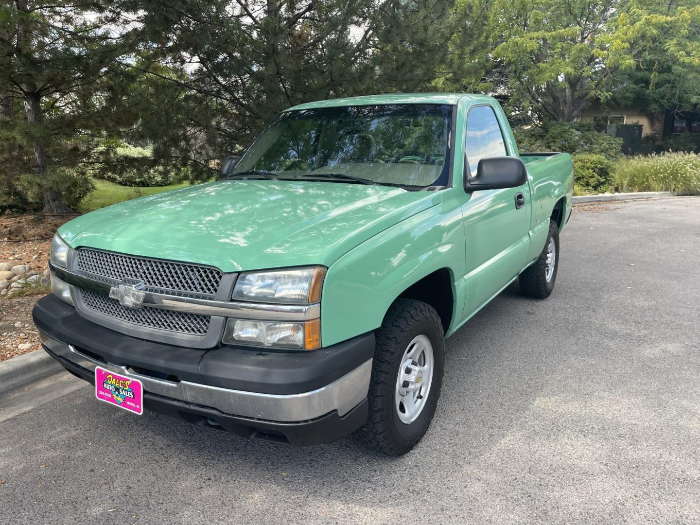 2003 Forest Service Green /Tan Chevrolet Silverado 1500 Long Bed 4WD (1GCEK14V13Z) with an 4.8L V8 OHV 16V engine, 5-Speed Manual Overdrive transmission, located at 813 E Fairview Ave, Meridian , ID, 83642, (208) 336-8230, 43.618851, -116.384010 - 2003 Chevrolet Regular Cab short box 4x4, V8, 5spd, one owner with only 83k miles. If you want a Chevrolet Cat Eye 4x4 this is one for you. Super hard to find super low miles.- Photo#1