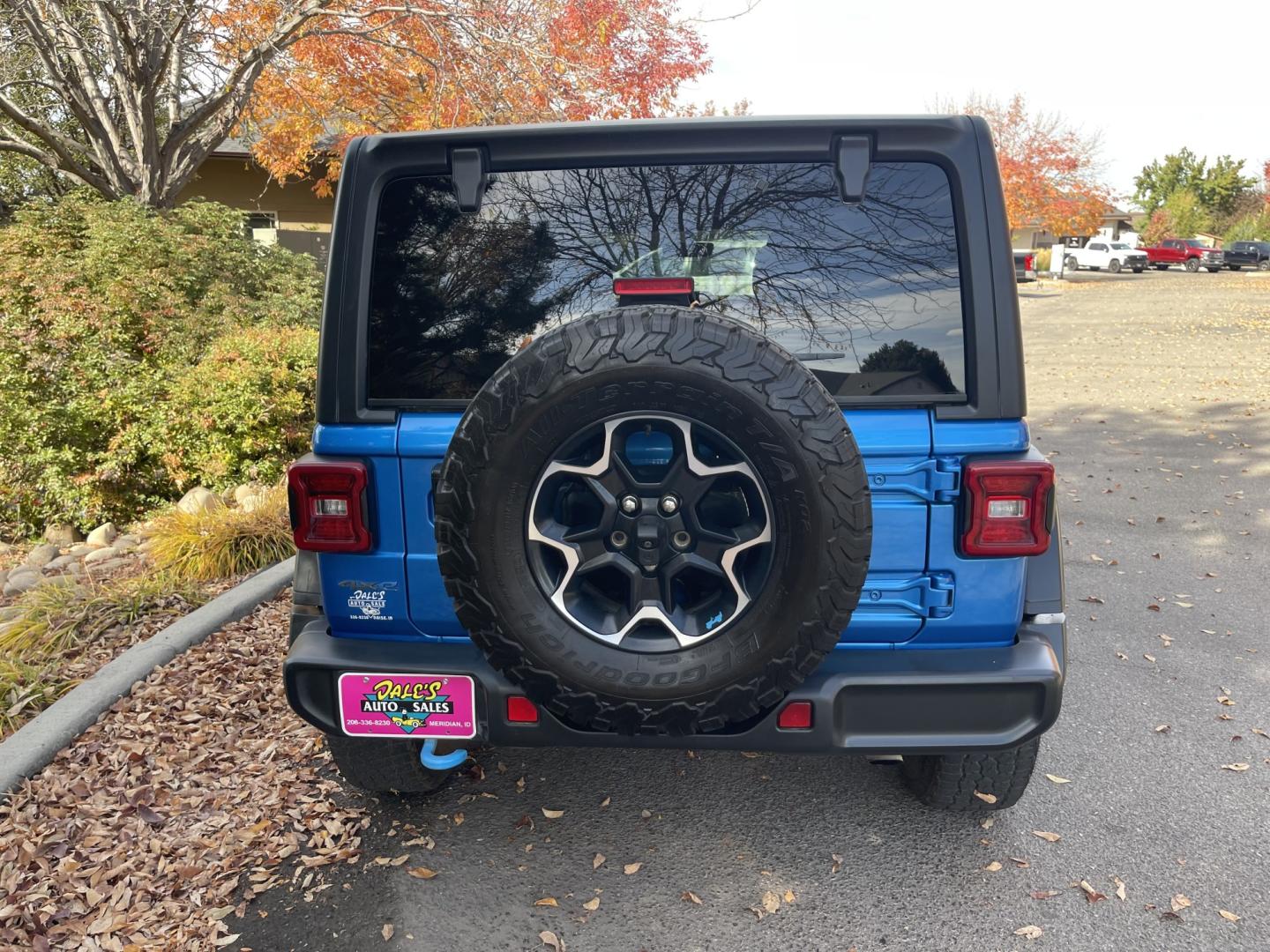 2023 Blue /Black Jeep Wrangler Unlimited Rubicon 4XE (1C4JJXR60PW) with an 2.0L L4 DOHC 16V HYBRID engine, 8A transmission, located at 813 E Fairview Ave, Meridian , ID, 83642, (208) 336-8230, 43.618851, -116.384010 - 2023 Jeep Wrangler Rubicon 4XE super cool plug in hybrid, with factory lifetime warranty on the Battery. So have fun with the Wrangler and get great MPG as well.- Photo#3